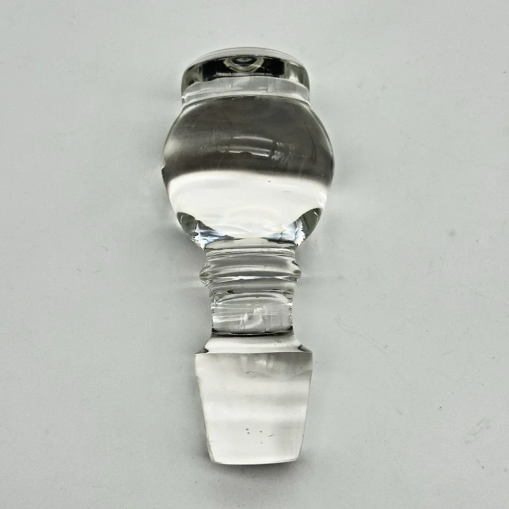 Vintage Decanter Stopper Solid Clear Glass Barware For 1” Mouth